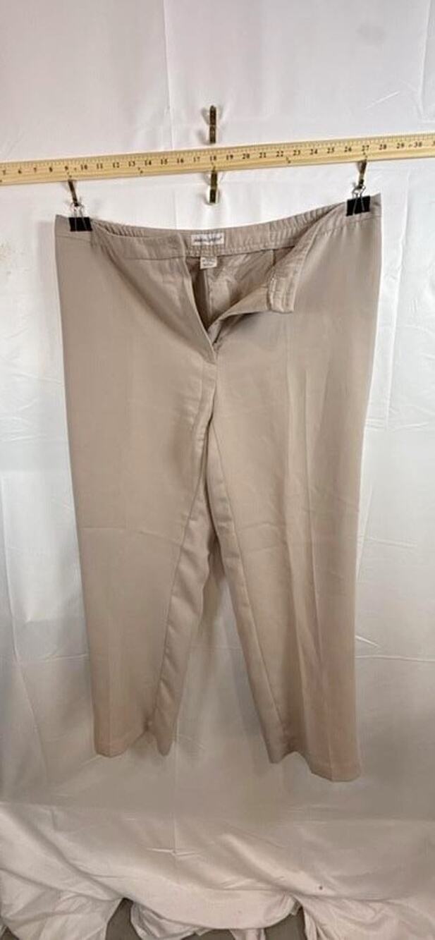 Jessica London Dress Pants Size 14 Beige Khaki Poly Lined Straight Suit Separate